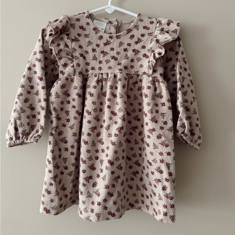 Zara baby/toddler size 3-4T soft touch herringbone floral dress.